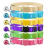 The Creativehome Cat Collars Nylon Soft Colorful Adjustable Breakaway Safety Kitten Collars with Bell 6pcs/set