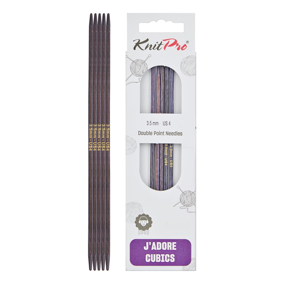 KnitPro J’Adore Cubics Double Pointed Needles 8" (20cm) | 3.50mm