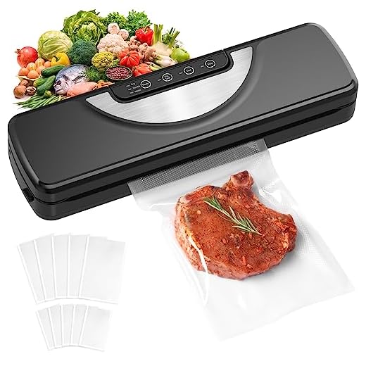 Macchina Sottovuoto Alimenti 5 in 1 con Taglierina Incorporata, Automatica Sigillatore Sottovuoto Macchina per Alimenti Secchi che Umidi con 10 Sachetti Sottovuoto e Tubo Sottovuoto