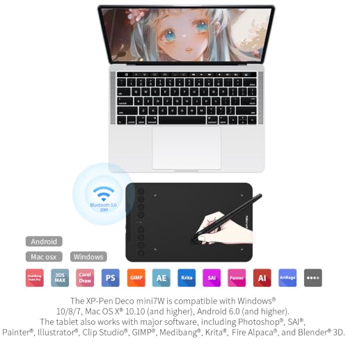 Drawing Tablet-XPPen Deco mini7W 7 x 4 inch Bluetooth 5.0 Graphic Tablet Pen Tablet with 16394 Levels Pressure,for Online Teaching/E-Learning Compatible with Window/Mac/Android/Chrome/Linux - image 4