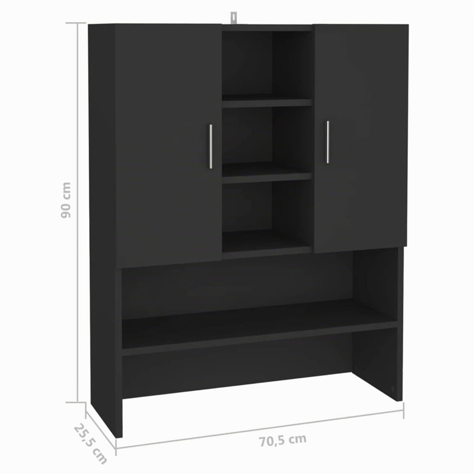 Salvaspazio Nero Rondella Armadio 70.5x25.5x90 cm Bagno Sto nizer Lavanderia Mensola Bagno Pelliccia Cact Appliance nd