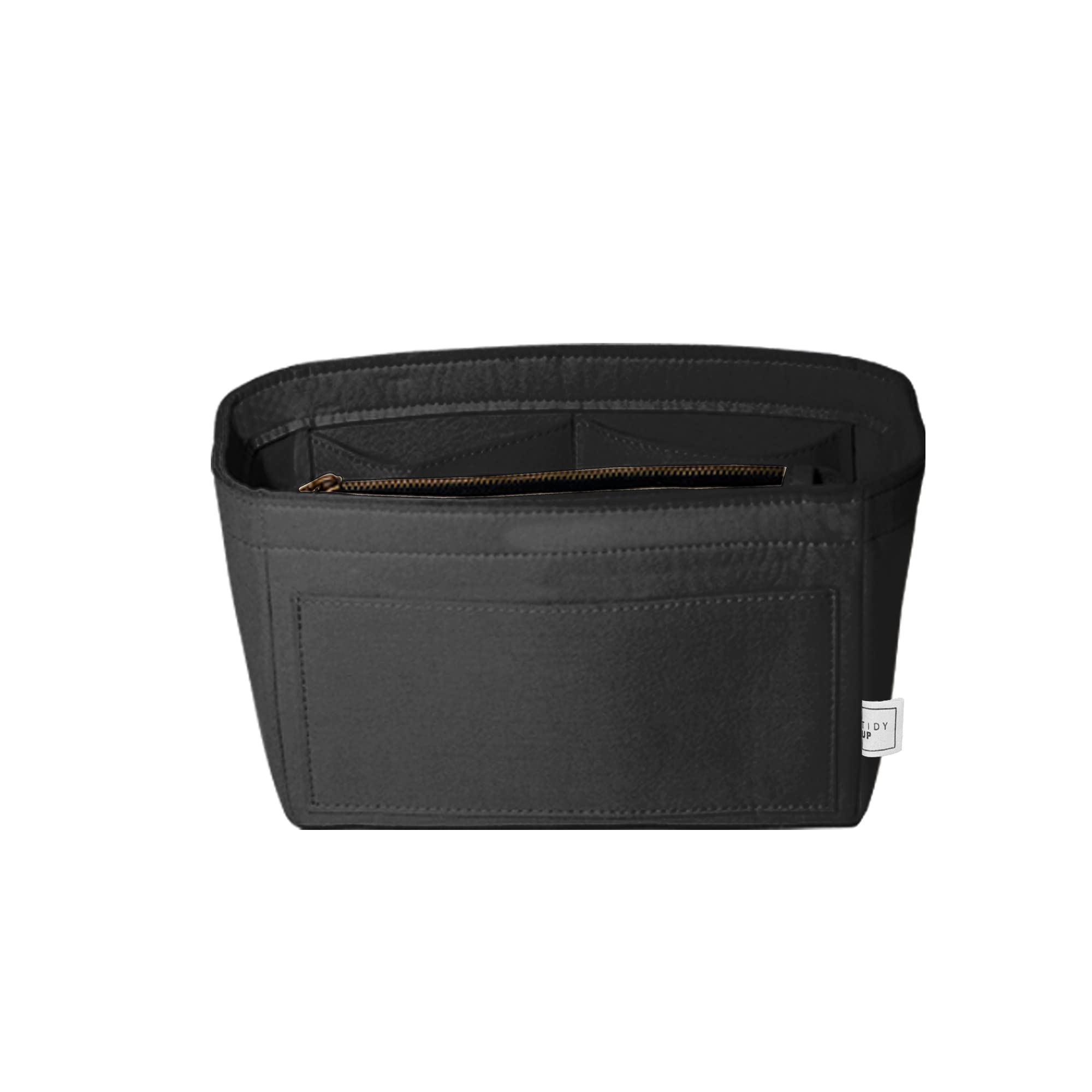 TIDY UP Cara Classic Felt Bag Organizer Insert for Women's Handbag, Tote, and Travel Organizer with Multiple Compartments - Stylish Toiletry and Cosmetics Storage Solution for Ladies (Black)