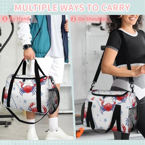 Crab Stars Watercolor Travel Duffel Bag Weekender Overnight Bags for Women Men Foldable Waterproof Tote Bag with Trolley Sleeve4