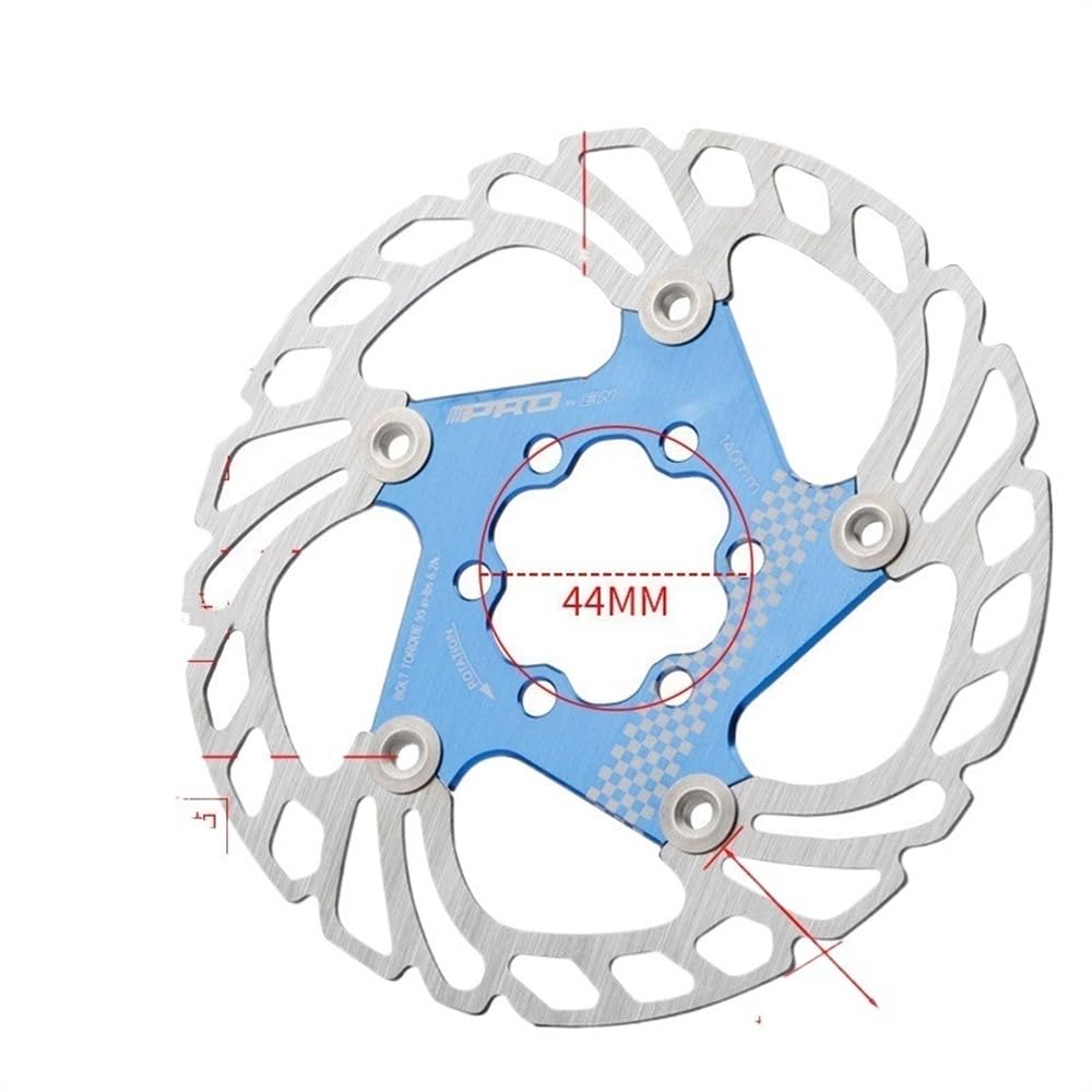 Bremsscheibe 1 Stück Mountainbike-Bremsscheibe Edelstahl schwimmende Scheibe 6 Schrauben 140/160/180/203 mm Wärmeableitung Bremsbelag Fahrradzubehör Bremsscheiben(Blue 203MM)