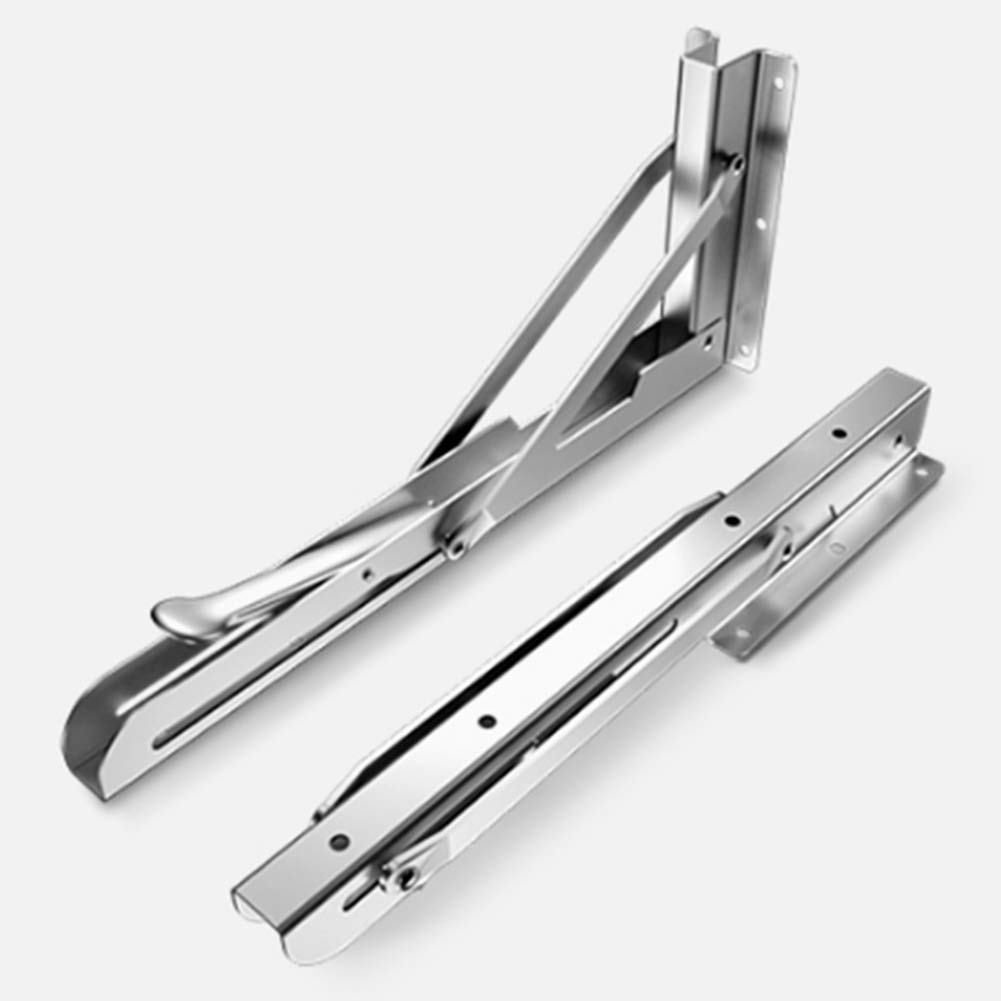 Escuadras para Estanterías Soportes, Soportes de Estante Plegables Plateados - Montaje en Pared Resistente de 196 mm para Ahorrar Espacio