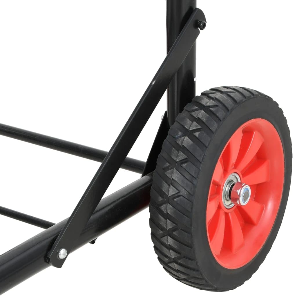 vidaXL Carrito de Silla de Montar Plegable Acero Negro, Carro de Silla de Montar, Carrito de Montura, Estante portátil sobre Ruedas, Carro de arreos