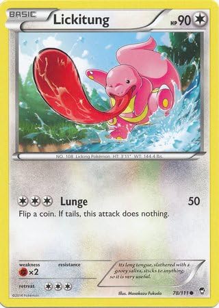 Amazon Com Pokemon Lickitung 78 111 Xy Furious Fists Reverse Holo Toys Games