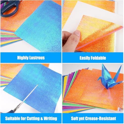 Miniatura 3 de 200 Hojas Papel De Papiroflexia Brillante, 15 X 15 Cm Cuadrado Folios De Colores, 10 Colores Papel De Origami Con Purpurina, Origami Adultos Y Niños, Para Diy Manualidades Y Accesorios Artísticos