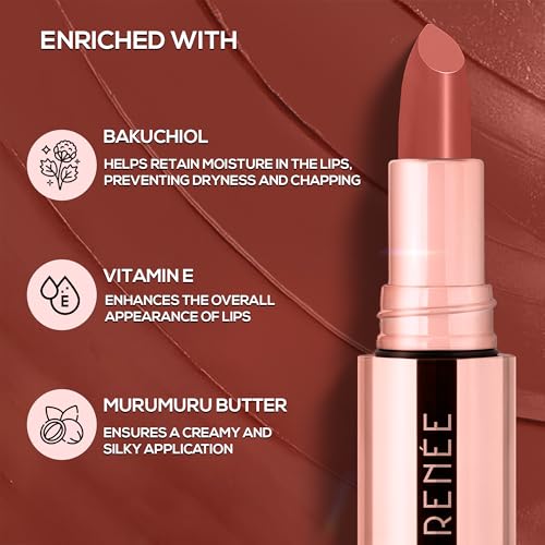 Image of RENEE Everstay Matte Lipstick - Nude Luxe, Long Stay, Hydrating & Non-Drying, Smudge & Transfer Proof, Lightweight, Intense Pigment, Full Coverage, Vitamin E Infused, for All Occasions, 4.2g