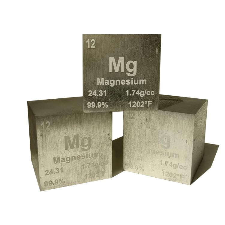 Magnesium Metal Cube for Scientific Research and Education, Magnesium Block for Metal Processing, Specification 1inch