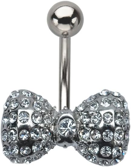 Multi Clear Jewel Bow Belly Ring