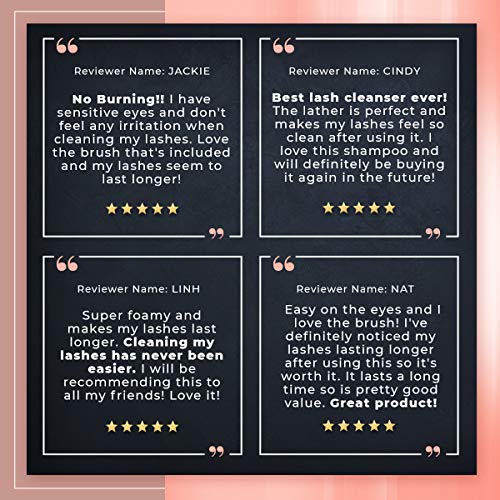 Lash Shampoo Foaming Cleanser & Brush (50ml) | Gentle Foam Wash For Eyelash Extensions | Paraben & Sulfate Free | Eyelid Blepharitis Wash & Makeup/Oil Remover | For Home Care & Beauty Salon Supplies - Thumbnail 4