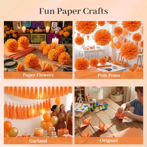 Image of Koogel 330 Sheets Orange Tissue Paper Bulk