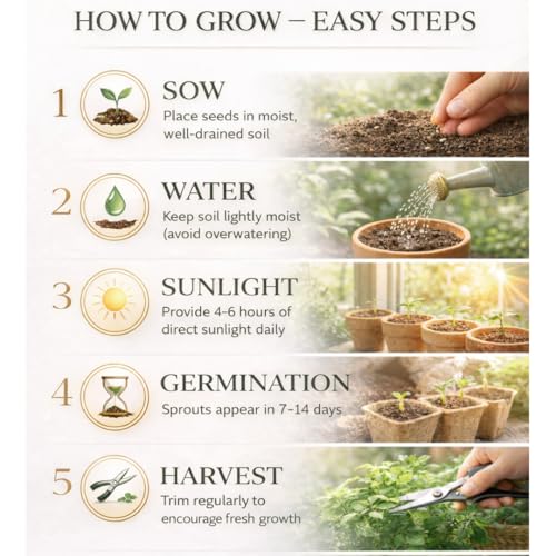 Image of Saphirre Seeds Herb Seeds Combo Pack | 8 Varieties | 950+ Seeds | Rosemary, Mint, Lavender, Tulsi, Red Basil, Parsley, Celery & Lettuce | High Germination | Easy to Grow for Home Gardening