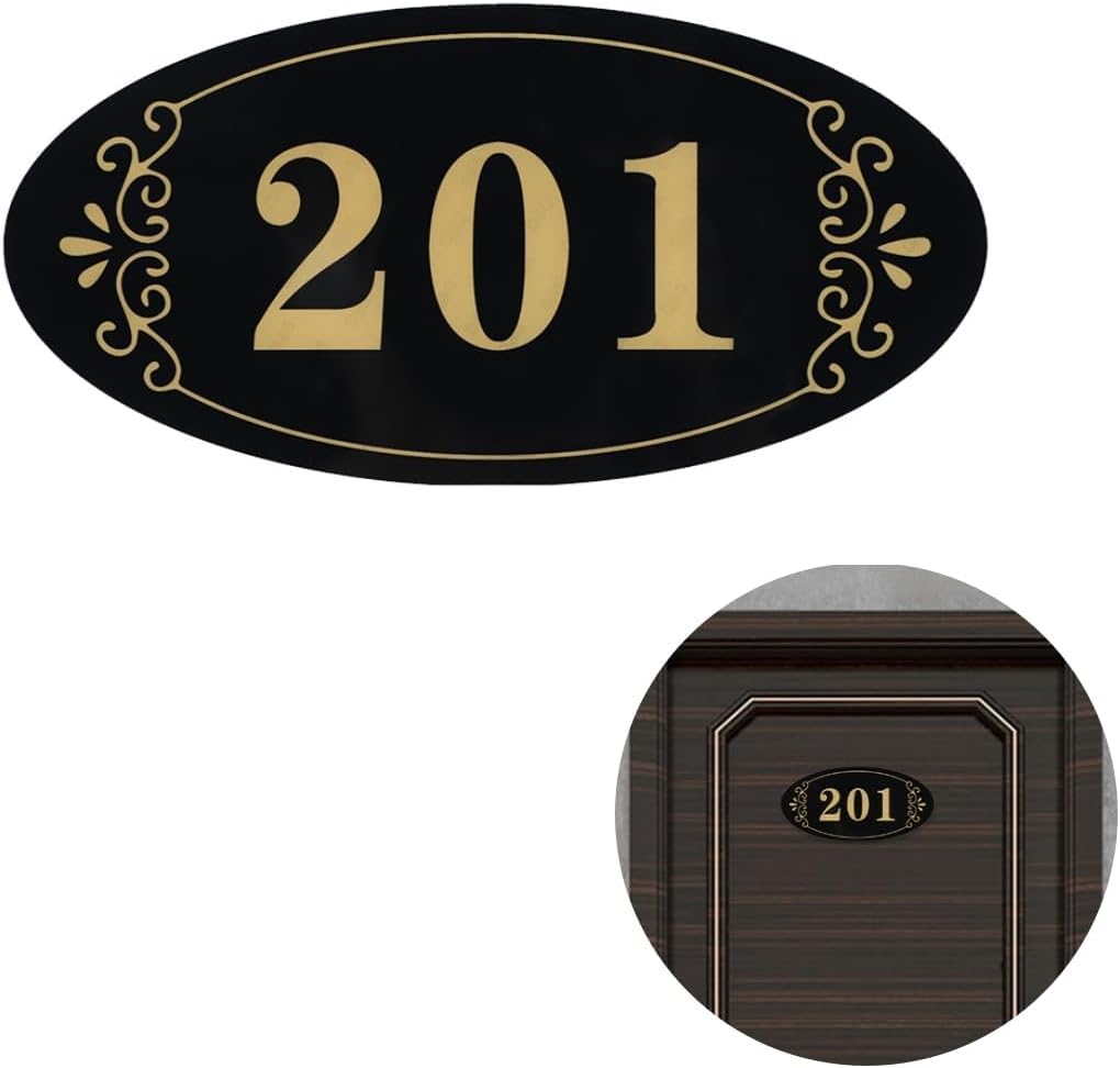 Personalized House Door Number Sign Customized Waterproof Address Plaque Acrylic Adhesive Backing Door Wall Number Plate for Outdoor Indoor Apartment Office Home Mailbox