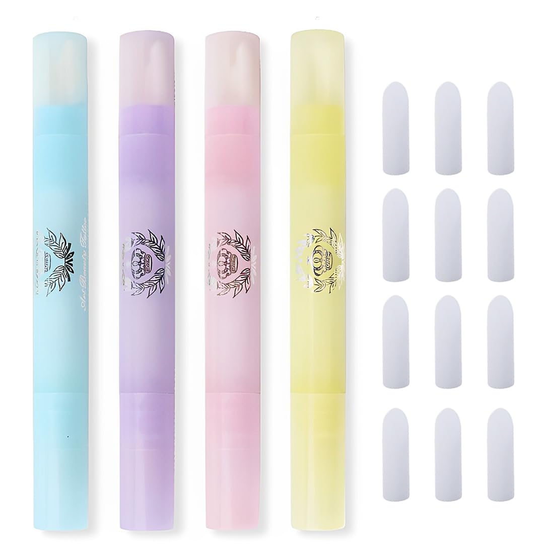 EIHI 4 Pezzi Penna Correttore Smalto con 12 Punte di Ricambio Rimozione Smalto per Unghie Senza Solvente, Nail Remover Correzione Pen, Pennello Correggi Smalto per Unghie
