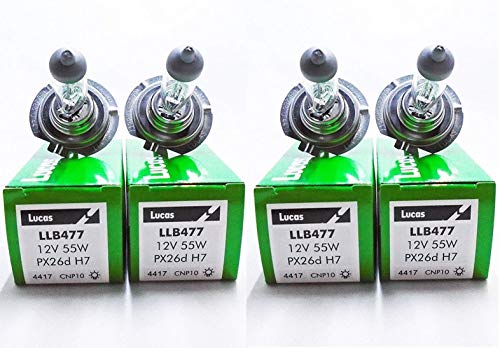 UKB4C 4 x Lucas H7 Headlight Headlamp Bulb 499 477 12V 55W 'E' Marked Dipped Beam (2 Pin)