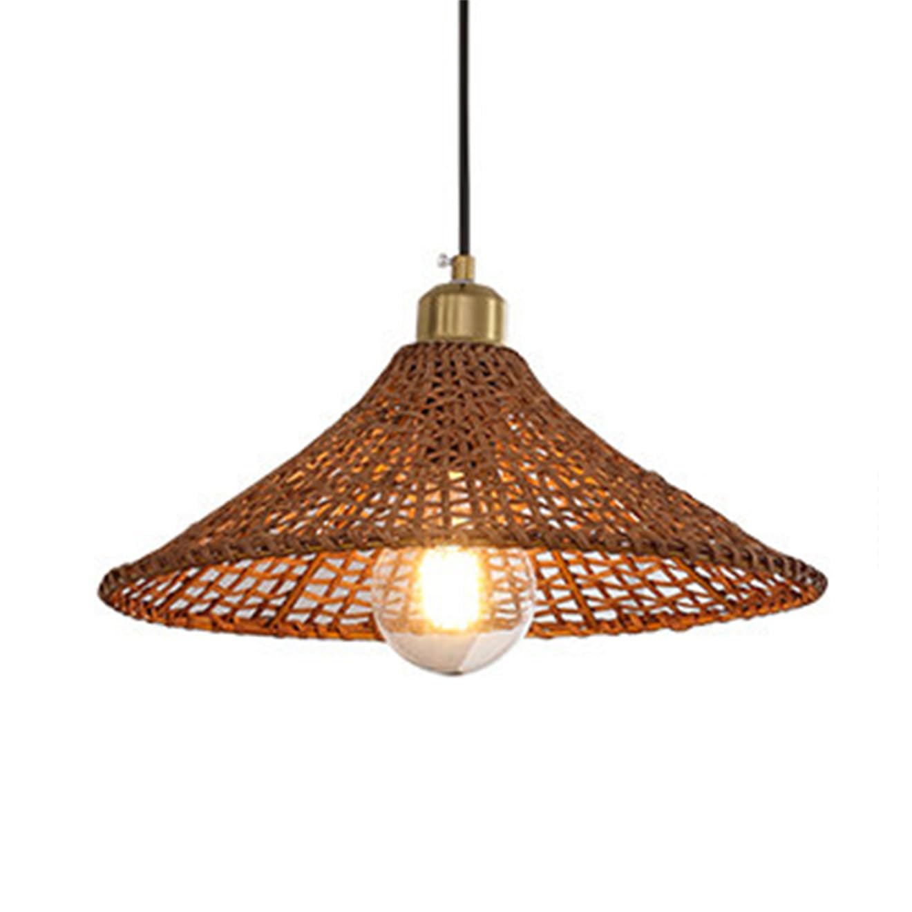 CSSYKV Bamboo Rattan Light Fixtures, Retro Rustic Wicker Rattan Chandelier E26 E27 Light Source Weave Bamboo Basket Design for Farmhouse Ceiling Hanging Light for Cafe Teahouse Bar Dining Rooms
