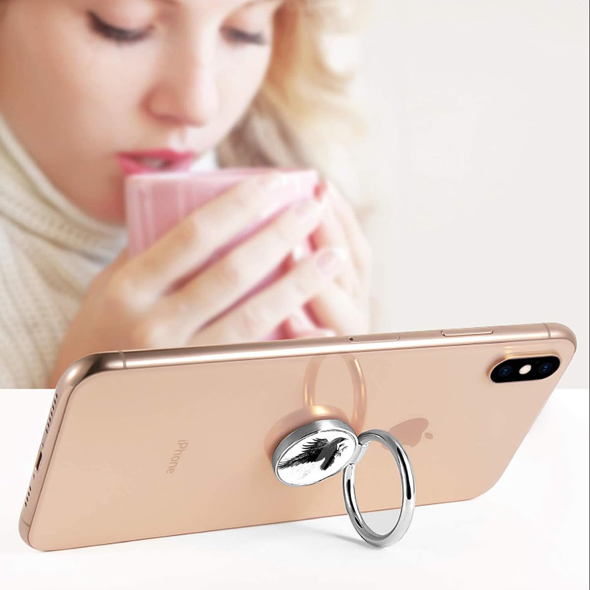 Amazon | 八咫烏 カラス 鳥 スマホリング 4㎜ 薄い 180度 360度回転式