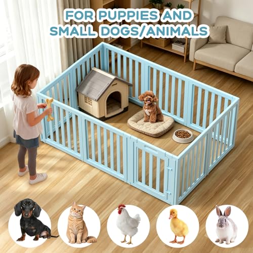 Image of Dog Playpen Indoor,Puppy Playpen,Blue 23.6 inch H,10 Panels | Dog Play Pen Indoors with Open View,Tool-Free Setup,Multi-Shape Setup,Dog Pen for Dogs,Cats & Puppies