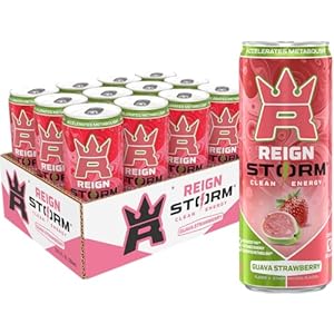 REIGN Storm, Guava Strawberry, Fitness & Wellness Energy Drink, 12 Fl Oz (Pack of 12)