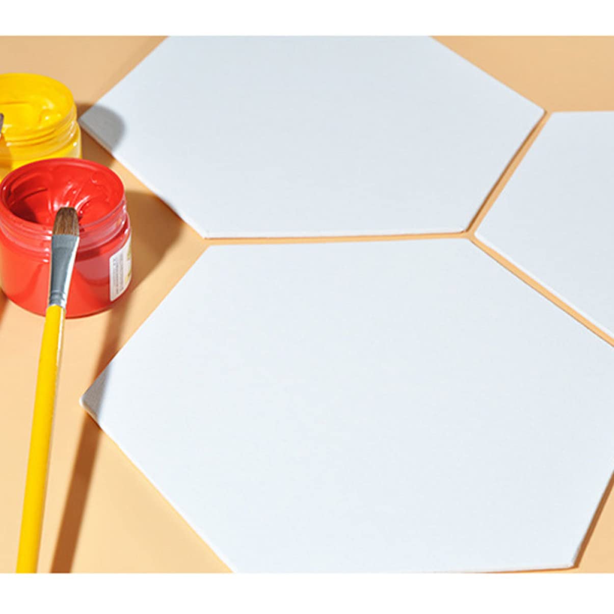 Veemoon 3 Tableros Hexagonales de Algodón y Estables para Pintura al Óleo, Lienzos Blancos Fáciles de Transportar para Dibujo Artístico y Bricolaje