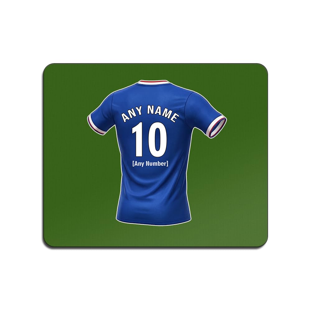 UNIGIFT Personalised Gift - Glasgow Royal Blue Fan 3mm Green Mouse Pad (Football Jersey Design) Custom Name Mat - Govan G51 Club