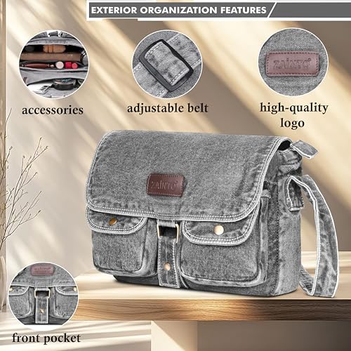 Image of ZAINTO Eco-Friendly Denim Messenger Sling Bag for Men & Women - Upcycled Sustainable Fashion, Durable & Stylish Crossbody Bag