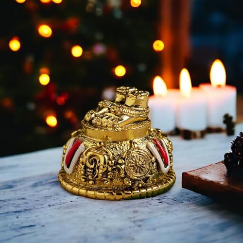 Image of S2S Gold Art India Lord Balaji Charan Paduka 24kt Gold Matte Finish 2 Inch | Vishnu Paduka with Shanku Chakra Namam for Pooja Room, Car & Gifting