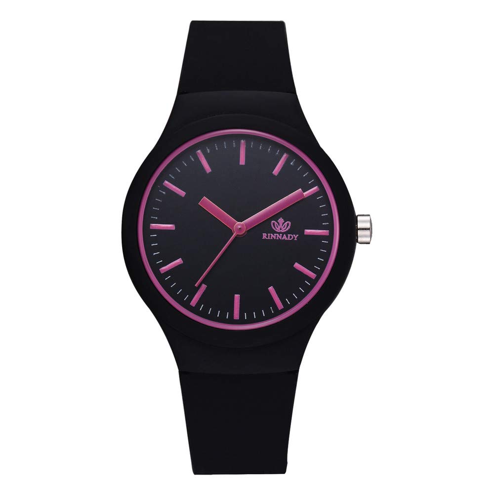 Women's Solid Color Analogue Quartz Watch with Silicone Strap Casual Wrist Watch