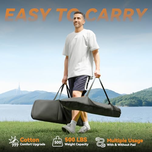 Image of Everyfun 2 Person Outdoor Hammock with Stand, Cotton Rope Hammock with Polyester Pad, Adjustable Steel Frame, Portable with Carrying Bag - for Patio, Backyard, Garden, Beach, Cloud-Gray