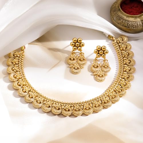 Image of Rubans Gold Plated Royal Necklace Set for Women Stylish