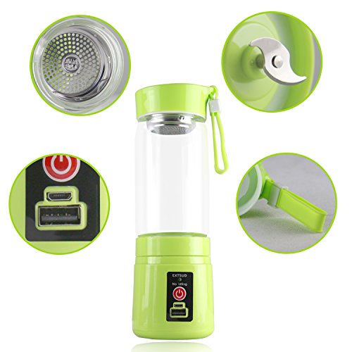 Liquidificador Portátil Recarregável Copo 380ml Suco Shake (AZUL/ROSA/VERDE)