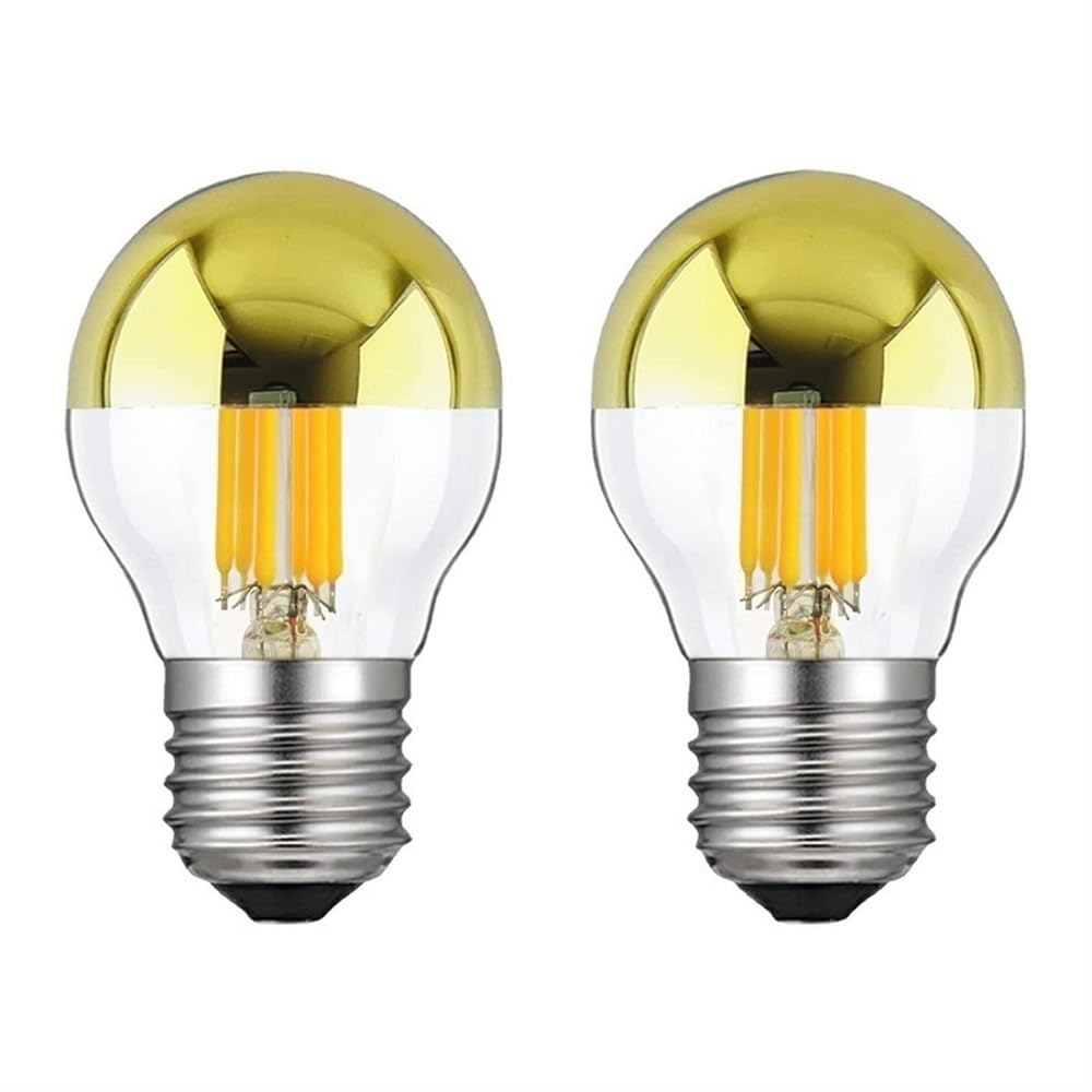 RZL Lighting, Paquete de 10, Bombilla de filamento LED AC220V E27 G45/A60/G80/G95 Bombilla semichapada Plateada/Dorada Bombilla de reflexión de Espejo Fuente de luz(Silver,G95 4W E27)
