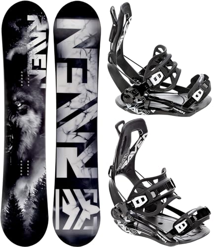 RAVEN Snowboard Set: Snowboard Lupus + Bindung Fastec FT360 (163cm Wide + Bindung XL, FT360 Black)