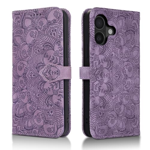 Succtopy Funda para iPhone 16 5G PU Cuero Flip Carcasa Fundas Móvil de Tapa Libro con Cierre Magnético para iPhone 16 5G Flip Wallet Cover Case con iPhone 16 5G Violeta