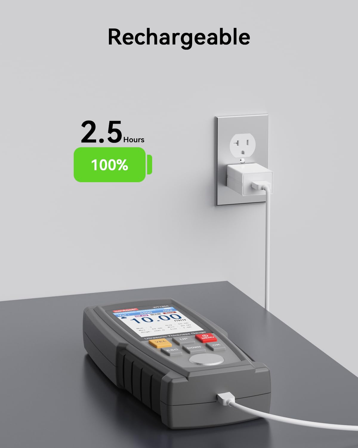 Wintact Ultraschall-Dickenmessgerät Datenlogger – 0,001 Zoll Auflösung Für Metall, Kunststoff, Glas (mit Grenzwertalarm & Speicher)