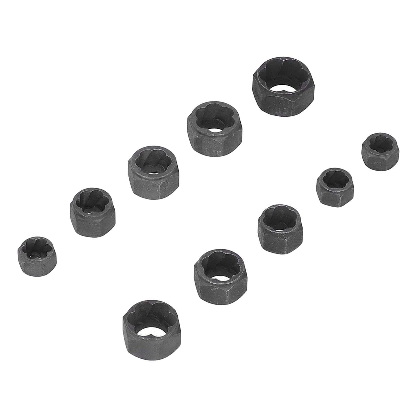 Juego de extractores de tuercas y tornillos resistentes, juego de 10 piezas de llaves de impacto para quitar pernos oxidados y dañados, kit profesional de herramientas de extracción de pernos rotos
