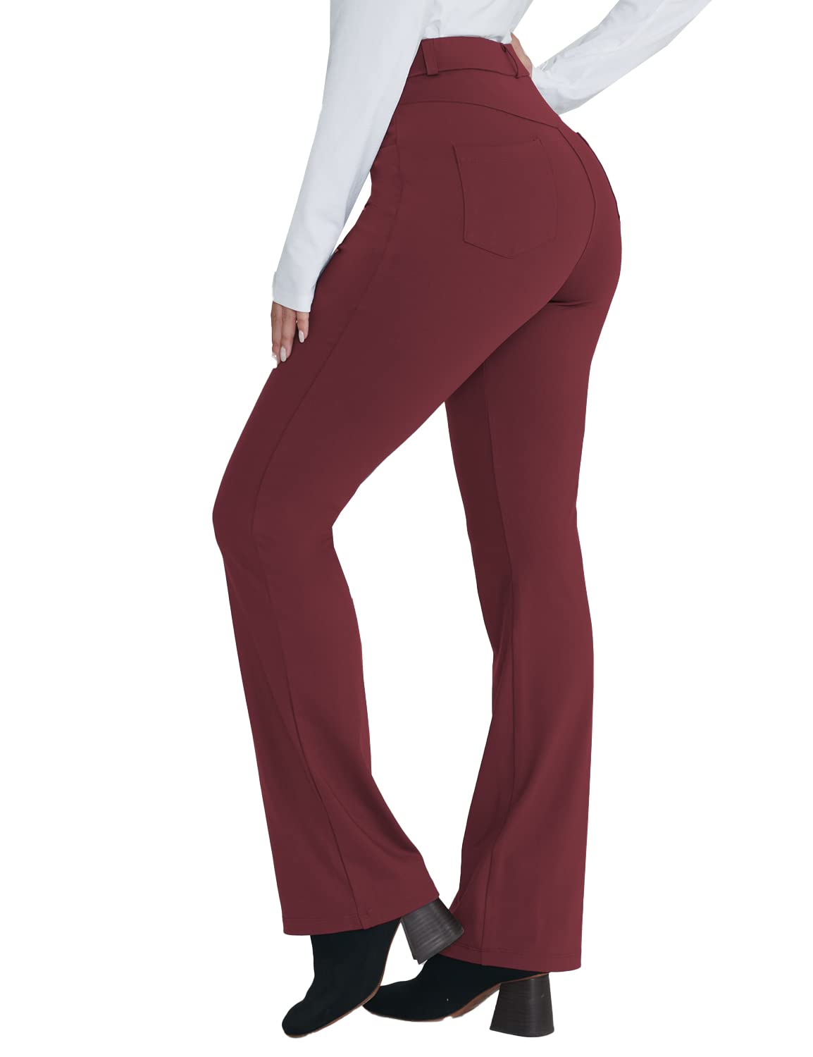 Hiverlay Womens Dress Pants 27 Pull-on Business Casual Slack for Work with Pockets Stretchy Pink 3X-Large