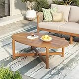 Christopher Knight Home Bubi Patio Acacia Wood Coffee Table, Solid Wood Outdoor Table for Patio Furniture Set, Slat Panel Oval Top, Teak