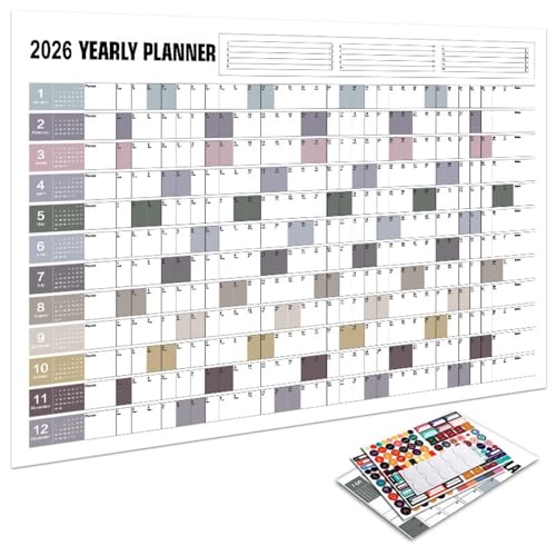 2026 Full Year Hanging Calendar Featuring Detachable Sticker Clear Labels Monthly Overview for Organized Scheduling Paper Calend
