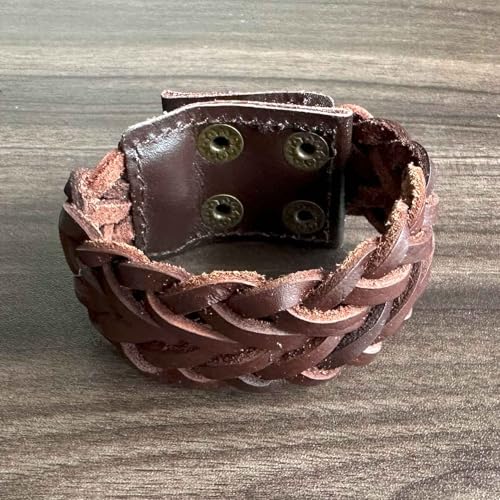 Punk Rock Braided Wide Pu Leather Arm Cuff Bracelet2