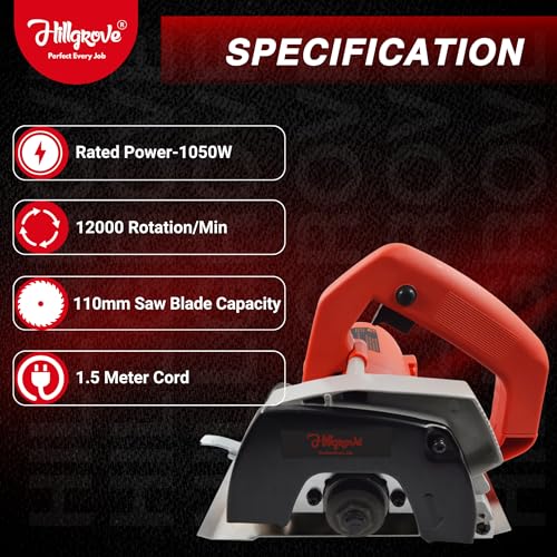 Image of Hillgrove HGCM1293M2 Cutting Machine Saw for Tile /Marble /Wood with 1Pcs Wood Cutting Wheel (1050 W)