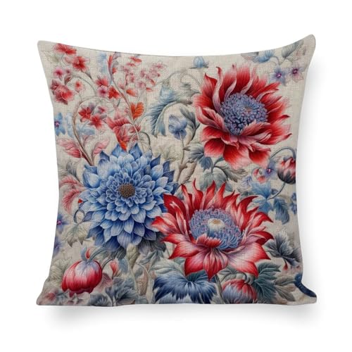 Housse de coussin avec fermeture éclair invisible à fleurs 40x40 - 3