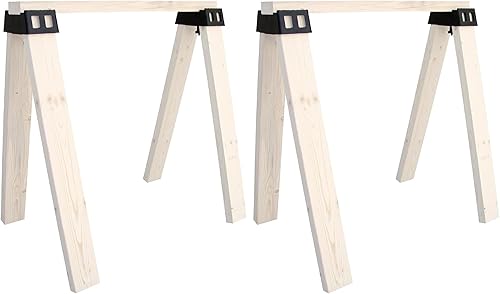 POWERTEC 71026V Soportes de caballete de plástico para uso con madera de 2 x 4  El kit construye un caballo de sierra, juego de 2, negro (paquete de