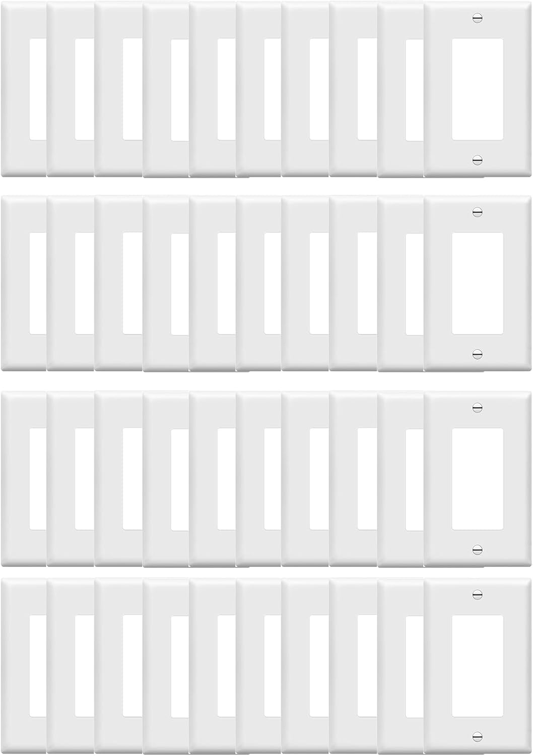 Decorator Wall Plate, Light Switch Outlet Cover with Screws, 1-Gang Standard Size 2.76"W x 4.5"H, Glossy White (40 Pack)