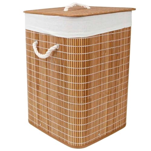Acan Tradineur - Cesto Plegable Cuadrado De Bambú Para Ropa Sucia, 1 Compartimento, Incluye Asas, Tapa Y Bolsa De Tela Extraíble Y Lavable, Pongotodo, Colada, Ligero - 35 X 35 X 50 Cm Acan Tradineur - Cesto Plegable Cuadrado De Bambú Para Ropa Sucia, 1 Compartimento, Incluye Asas, Tapa Y Bolsa De Tela Extraíble Y Lavable, Pongotodo, Colada, Ligero - 35 X 35 X 50 Cm