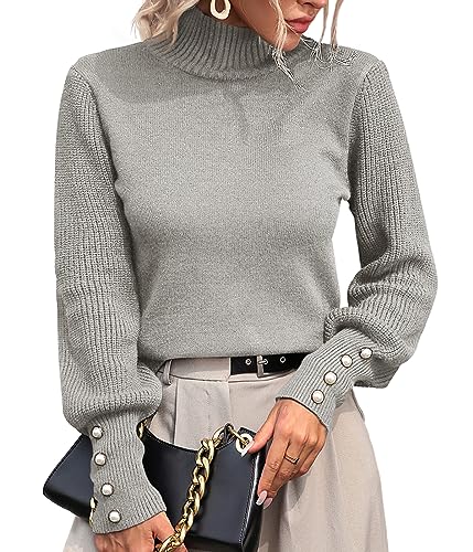 Image of Upopby Women's Fall Winter Turtleneck Sweaters Knitted Pullover Sweater Top