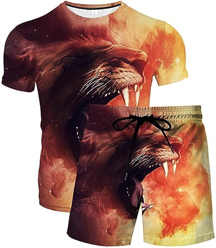 HOMMES POLYESTER T Shirt +Short Ensemble Mode Survêtement Ensemble Été Confort EUR 16,63 - FR