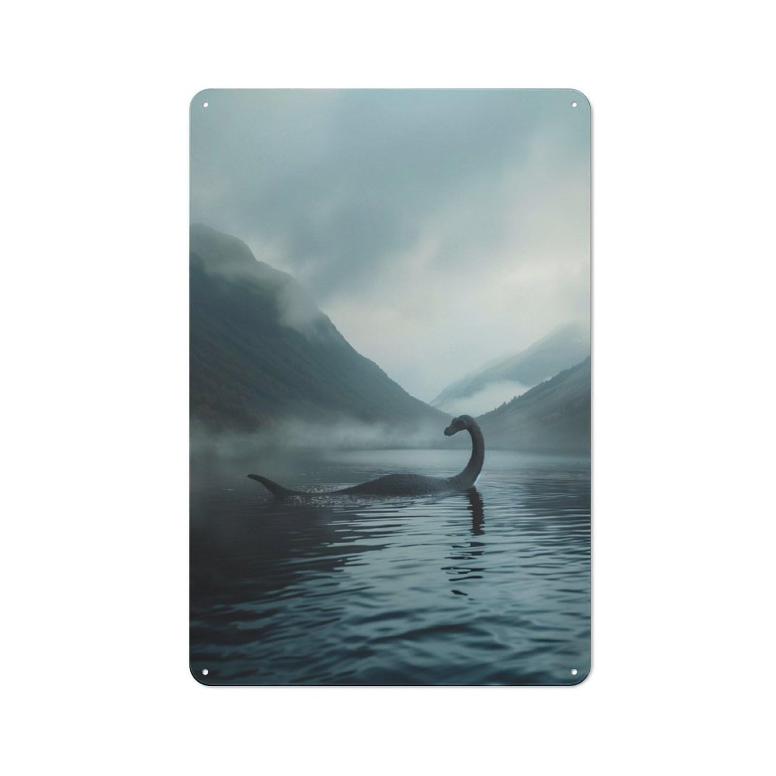 Junmoney Loch Ness Monster In Lake Metal Sign 30X20cm With For Workshop Wall, Rustic Decor, For Collectors Decorating Workshops And Hobby Rooms